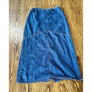 Vintage Y2K 90s St Johns Bay Denim Midi Skirt Womens Size 8P Petite Cottagecore